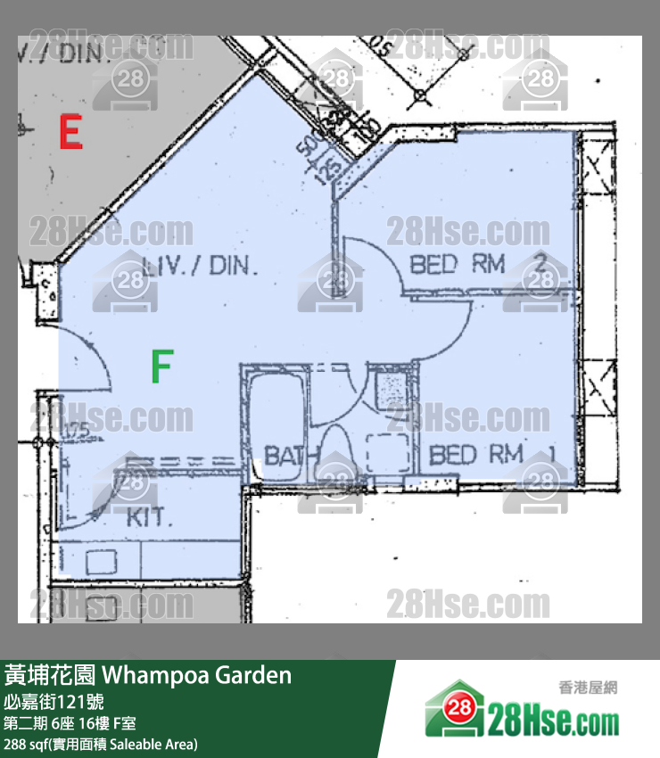 黄埔花园 第二期 6座 16楼 F室 平面图