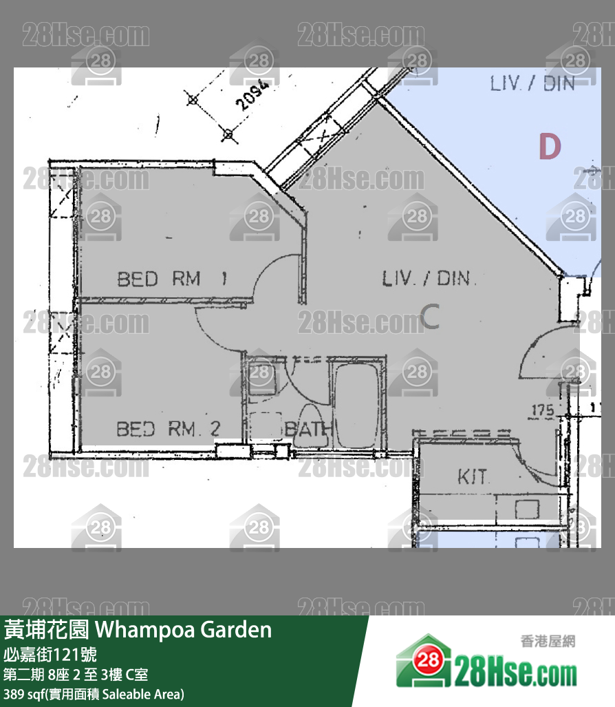 黄埔花园 第二期8座3楼 C室 平面图