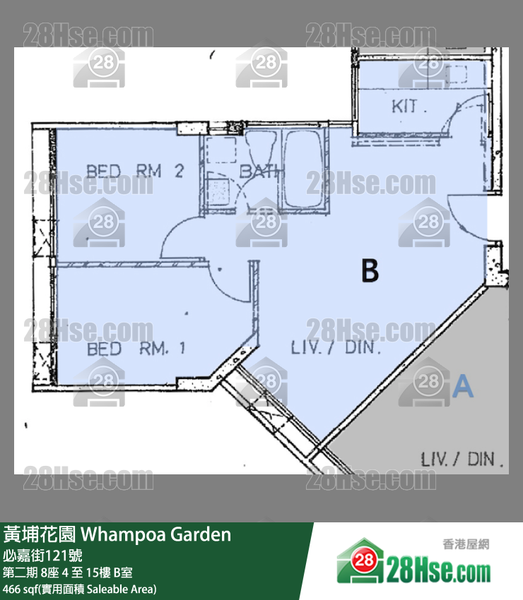 黄埔花园 第二期8座13楼 B室 平面图