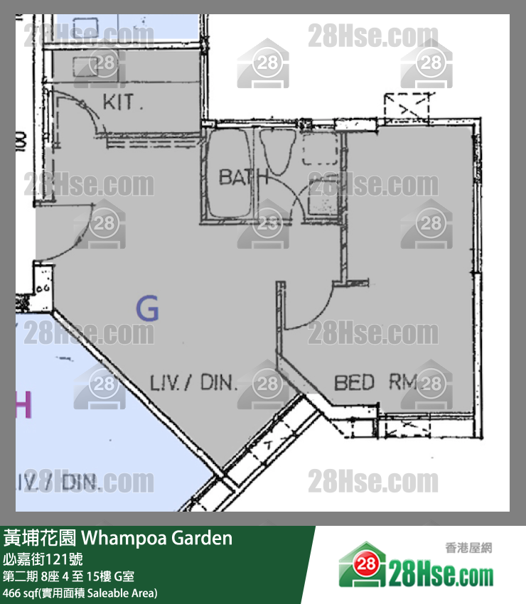 黄埔花园 第二期 8座 12楼 G室 平面图