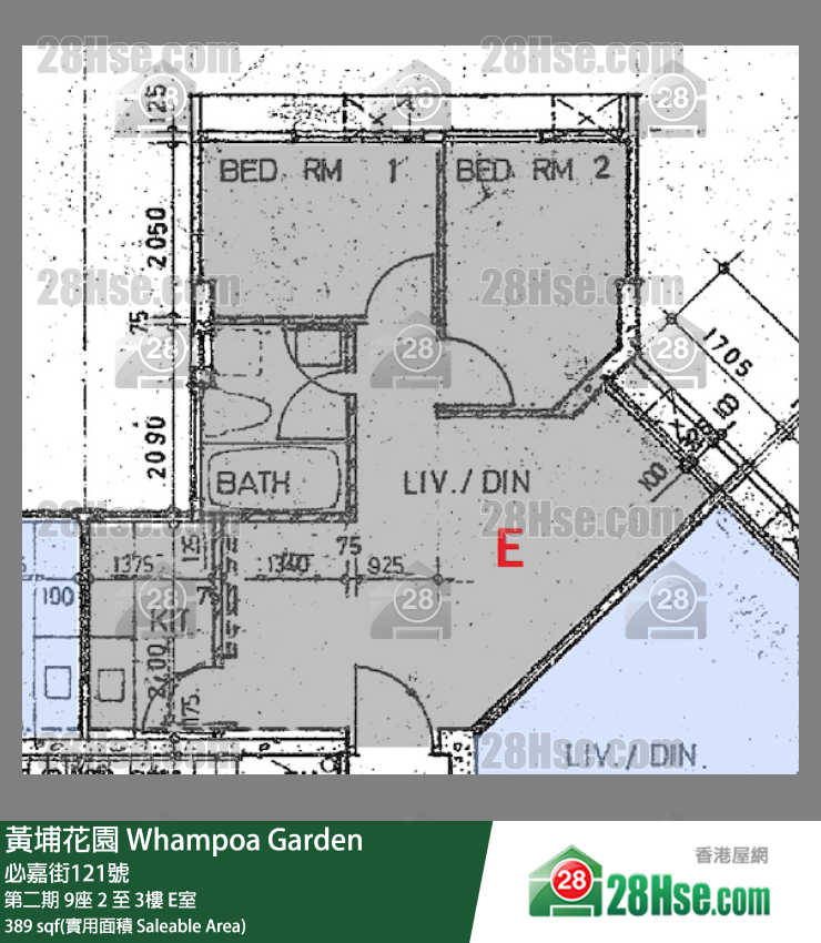 黃埔花園 第二期9座3樓 E室 平面圖