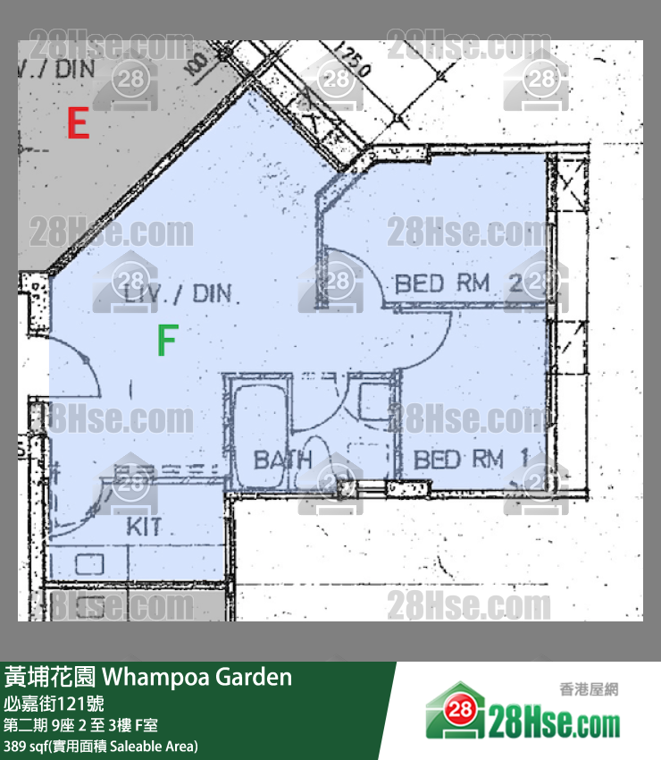 黃埔花園 第二期 9座 3樓 F室 平面圖