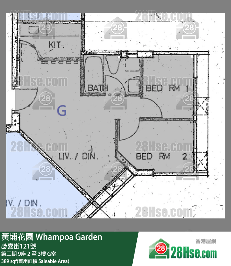 黄埔花园 第二期 9座 2楼 G室 平面图