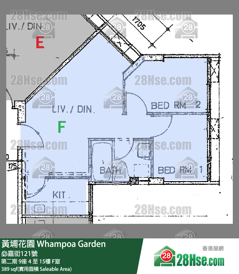 黃埔花園 第二期 9座 11樓 F室 平面圖