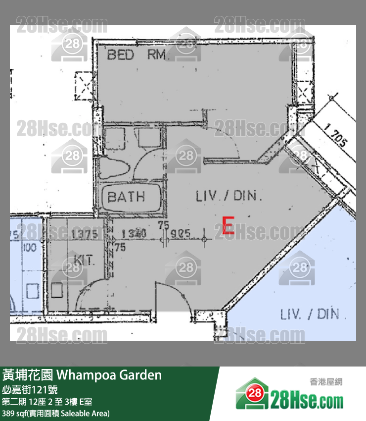 黄埔花园 第二期12座2楼 E室 平面图