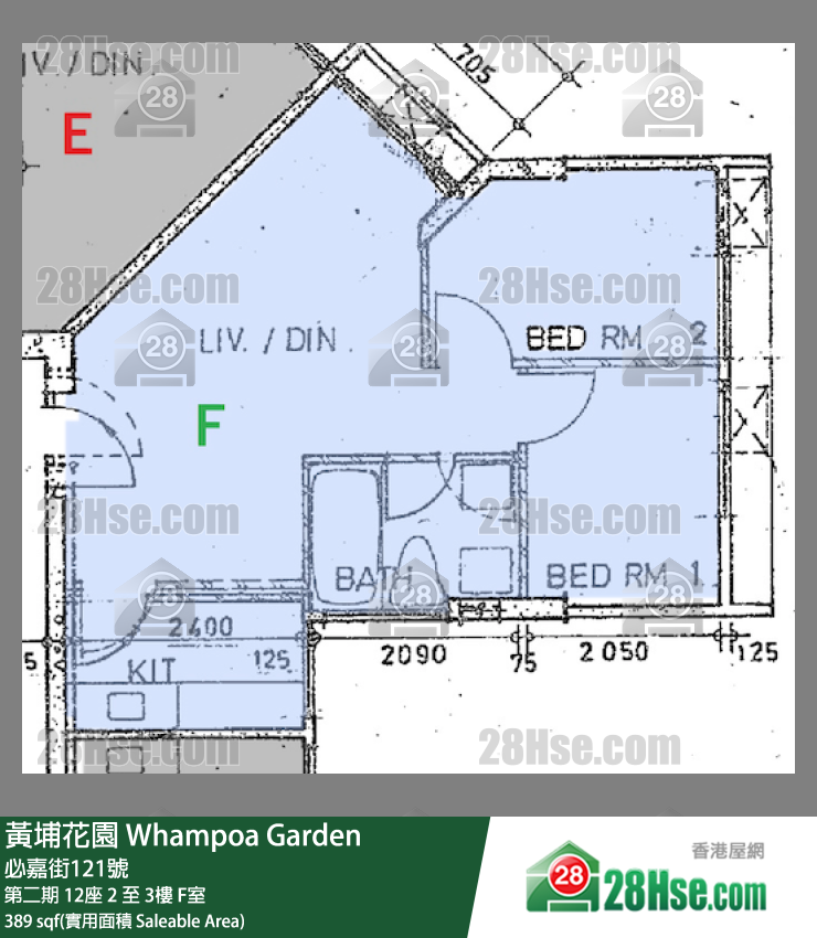 黄埔花园 第二期 12座 2楼 F室 平面图