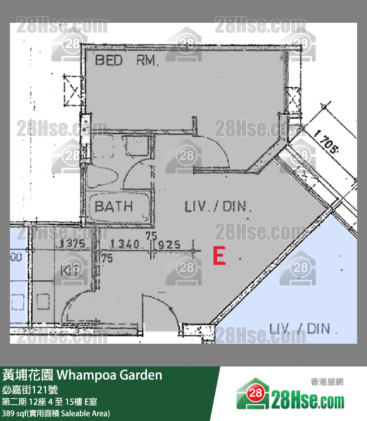 黃埔花園 第二期12座14樓 E室 平面圖