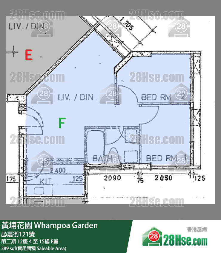 黃埔花園 第二期 12座 15樓 F室 平面圖