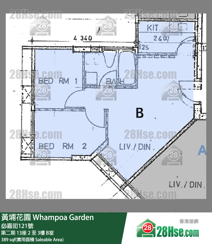 黄埔花园 第二期13座3楼 B室 平面图
