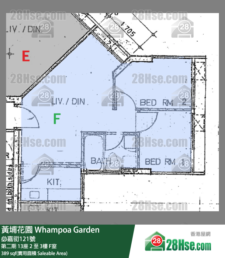 黃埔花園 第二期 13座 3樓 F室 平面圖