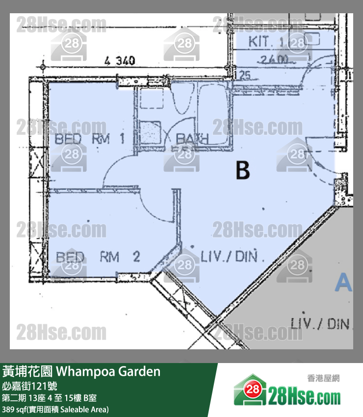 黄埔花园 第二期 13座 12楼 B室 平面图