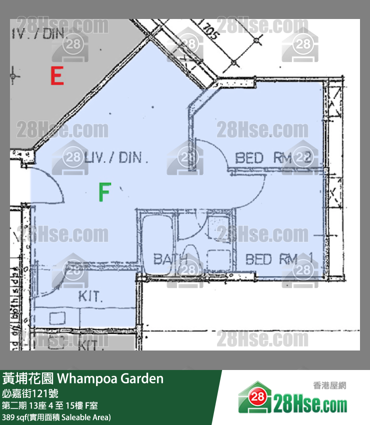 黄埔花园 第二期13座13楼 F室 平面图