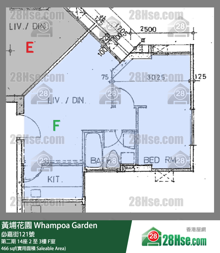 黄埔花园 第二期14座3楼 F室 平面图