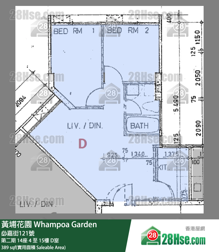 黄埔花园 第二期14座14楼 D室 平面图