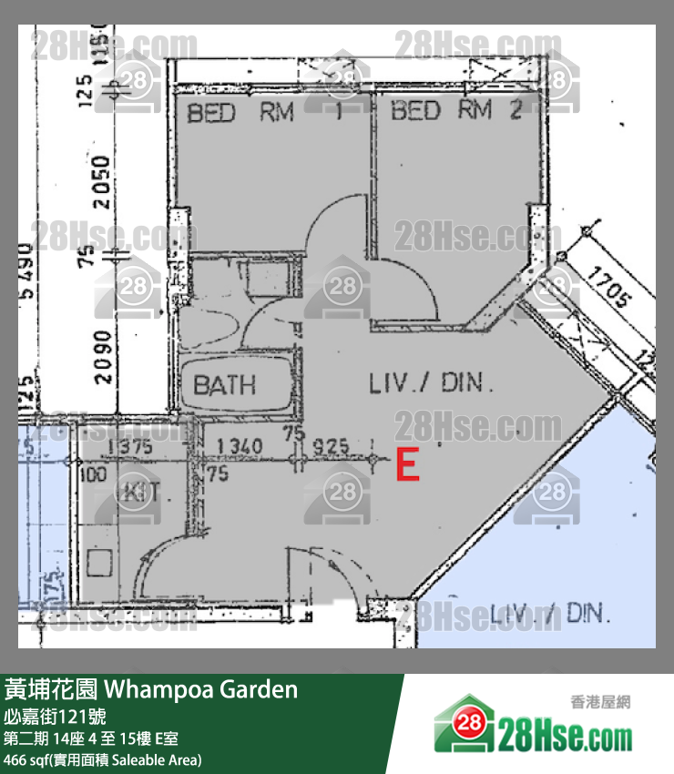 黄埔花园 第二期14座8楼 E室 平面图