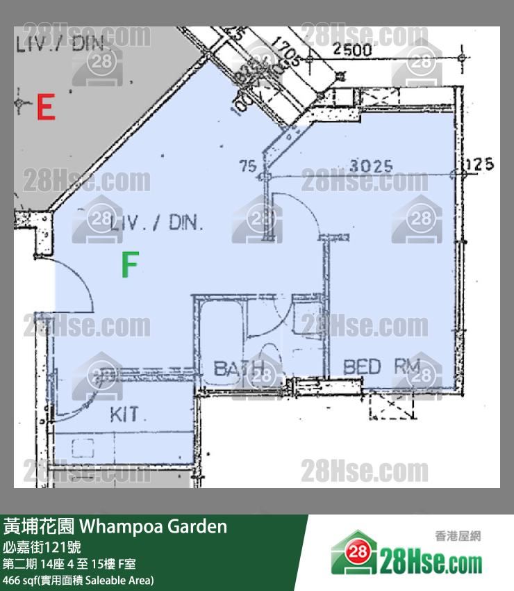 黄埔花园 第二期 14座 10楼 F室 平面图