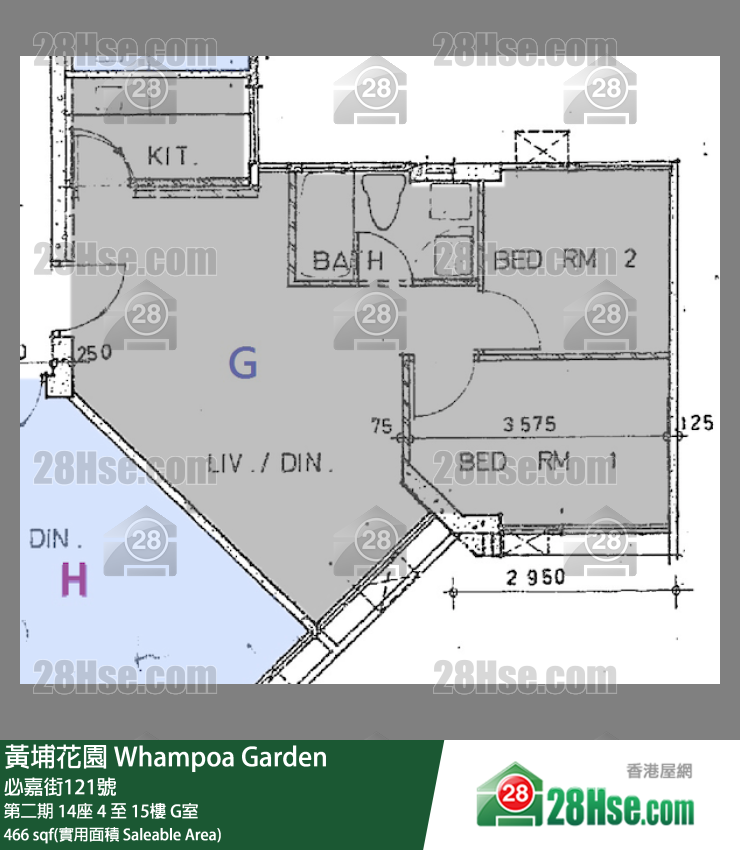 黄埔花园 第二期14座6楼 G室 平面图