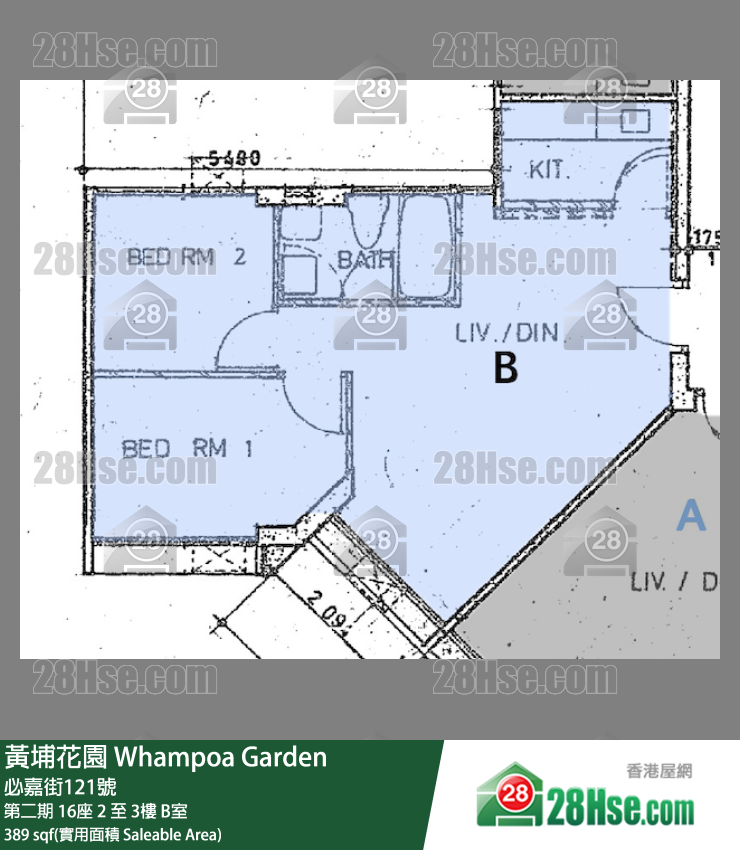 黃埔花園 第二期16座3樓 B室 平面圖