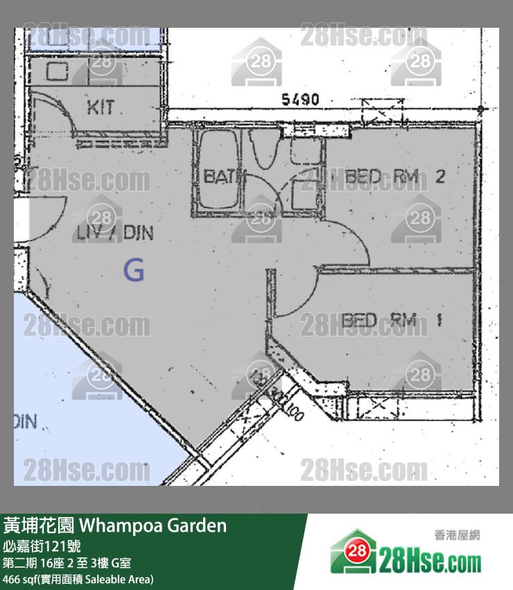 黃埔花園 第二期16座3樓 G室 平面圖