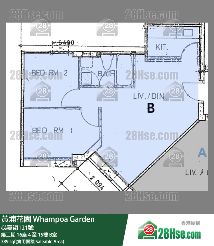黃埔花園 第二期 16座 13樓 B室 平面圖