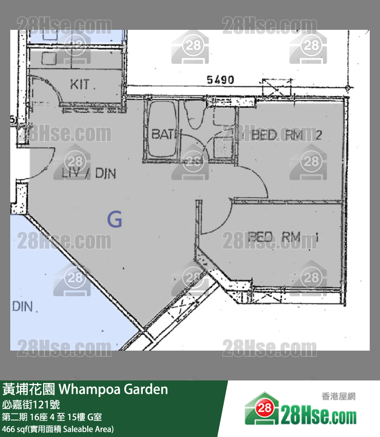 黃埔花園 第二期16座12樓 G室 平面圖