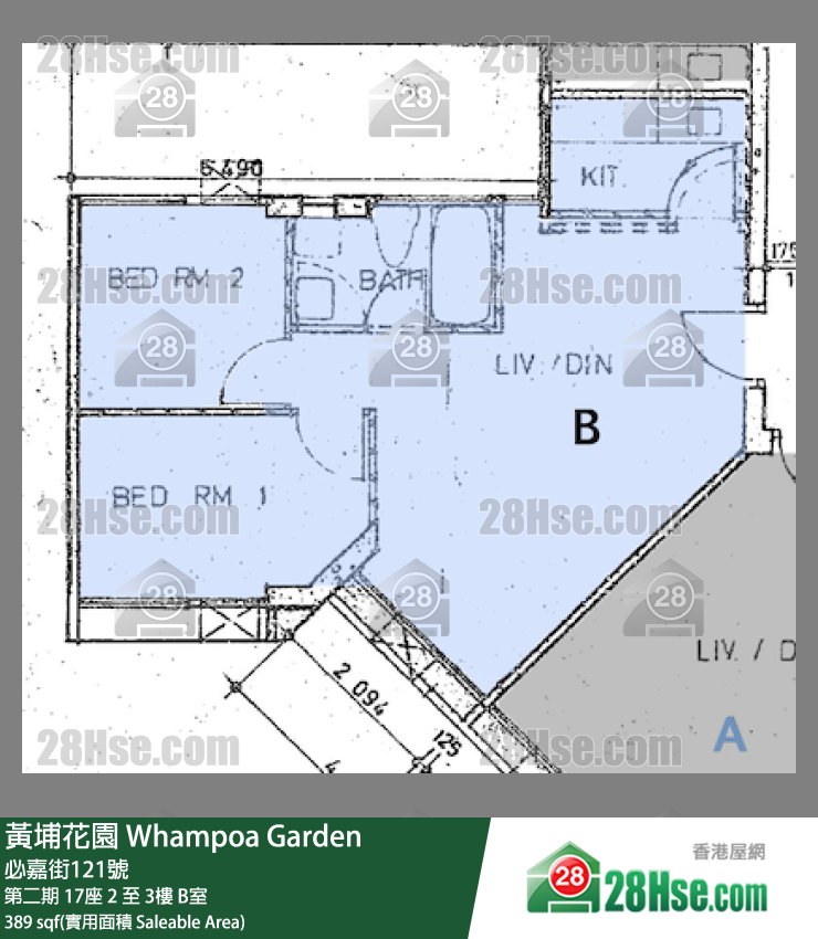 黄埔花园 第二期17座3楼 B室 平面图
