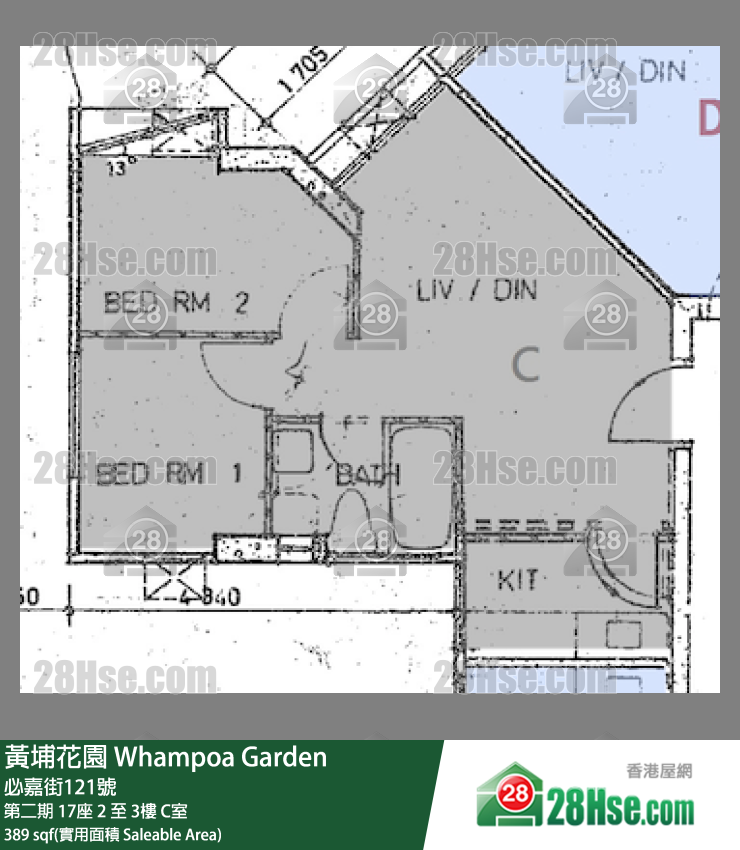 黃埔花園 第二期 17座 2樓 C室 平面圖