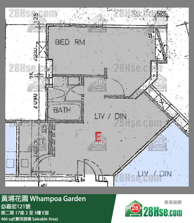 黃埔花園 第二期17座3樓 E室 平面圖