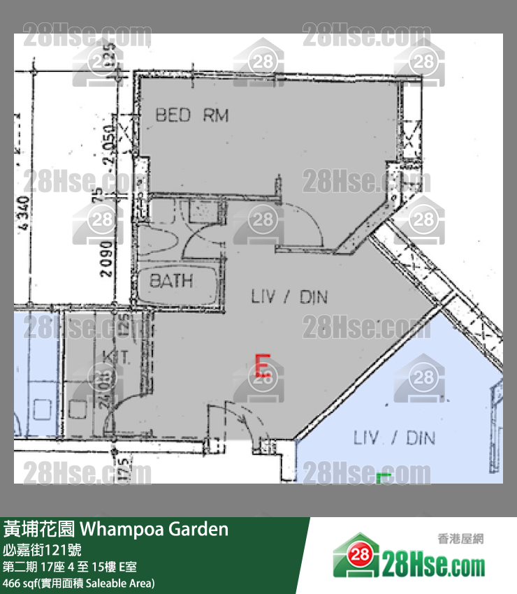 黃埔花園 第二期17座13樓 E室 平面圖
