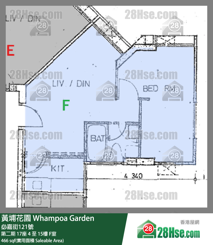 黃埔花園 第二期17座9樓 F室 平面圖
