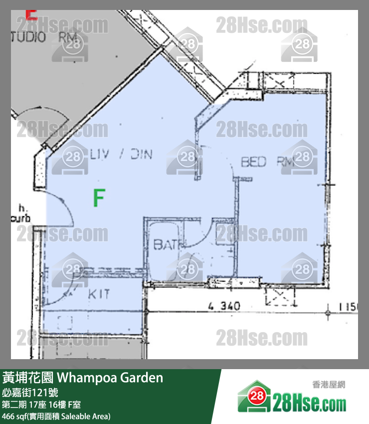 黃埔花園 第二期 17座 16樓 F室 平面圖