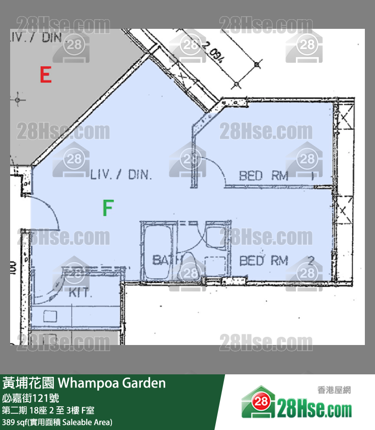 黃埔花園 第二期 18座 3樓 F室 平面圖