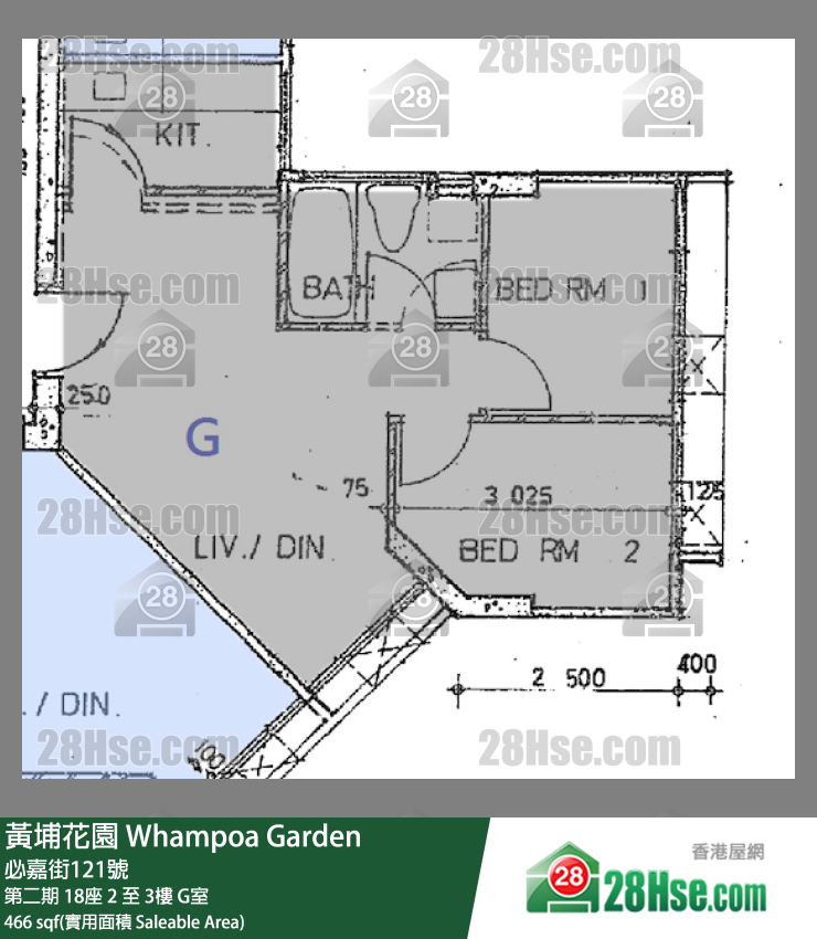 黃埔花園 第二期18座3樓 G室 平面圖