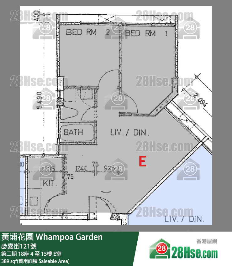 黃埔花園 第二期18座13樓 E室 平面圖
