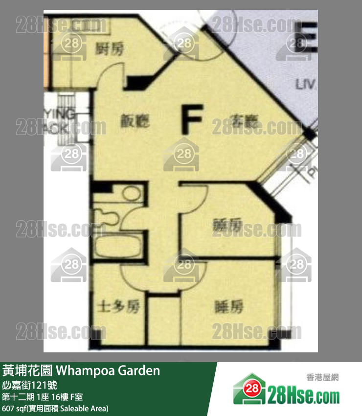 黄埔花园 第十二期1座16楼 F室 平面图