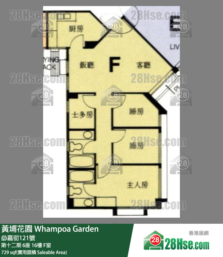 黄埔花园 第十二期6座16楼 F室 平面图