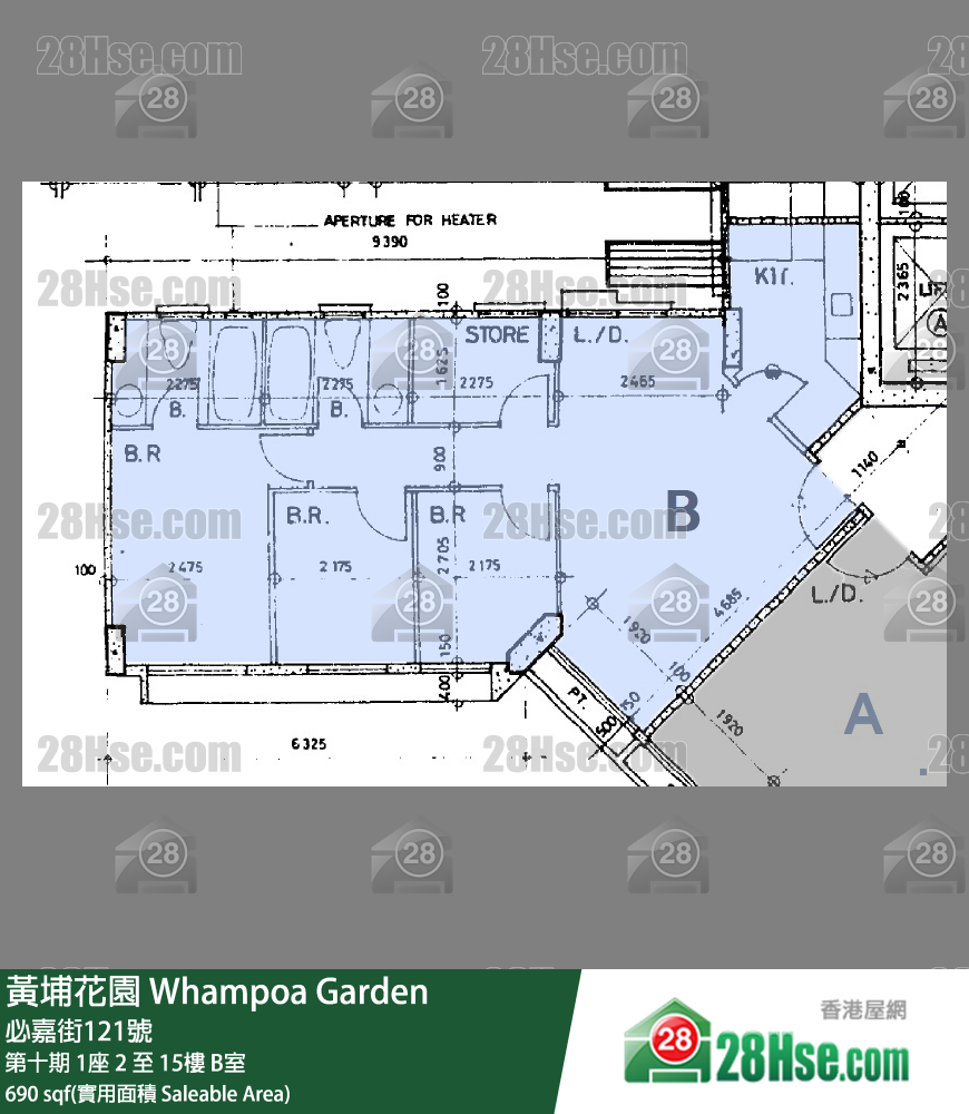 黄埔花园 第十期1座4楼 B室 平面图