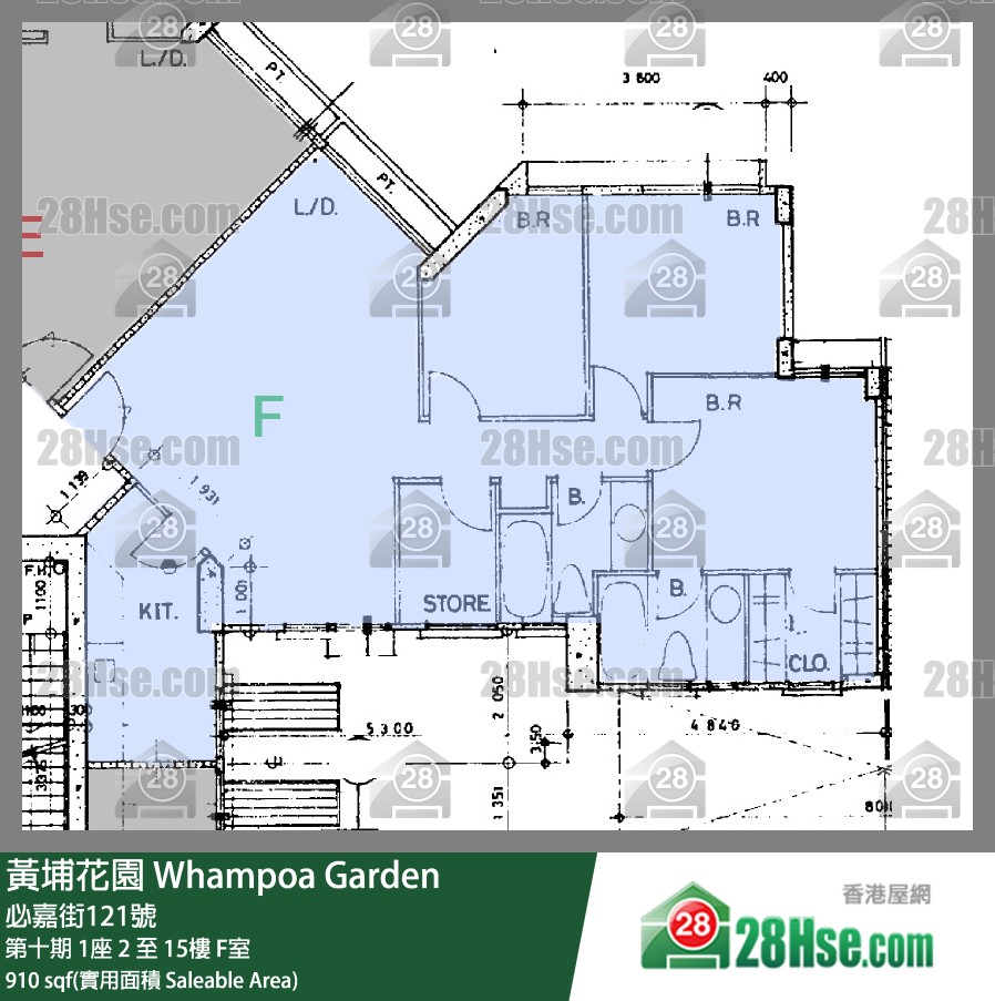 黄埔花园 第十期1座10楼 F室 平面图