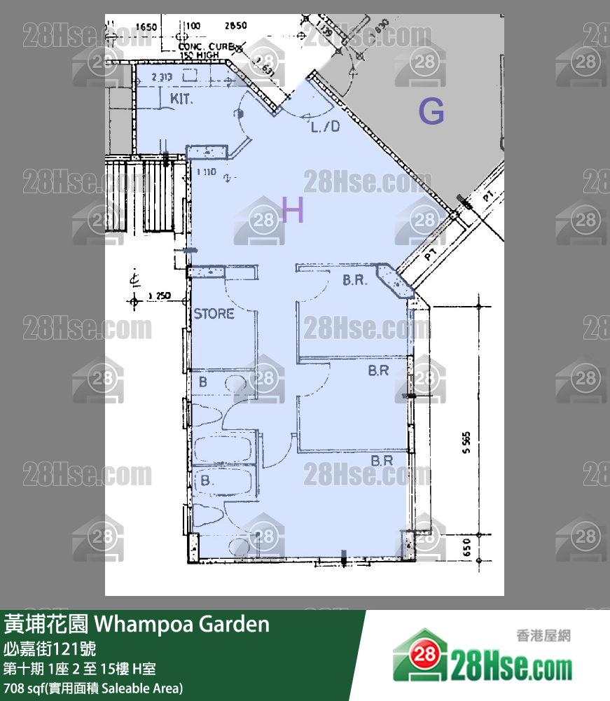 黄埔花园 第十期1座10楼 H室 平面图