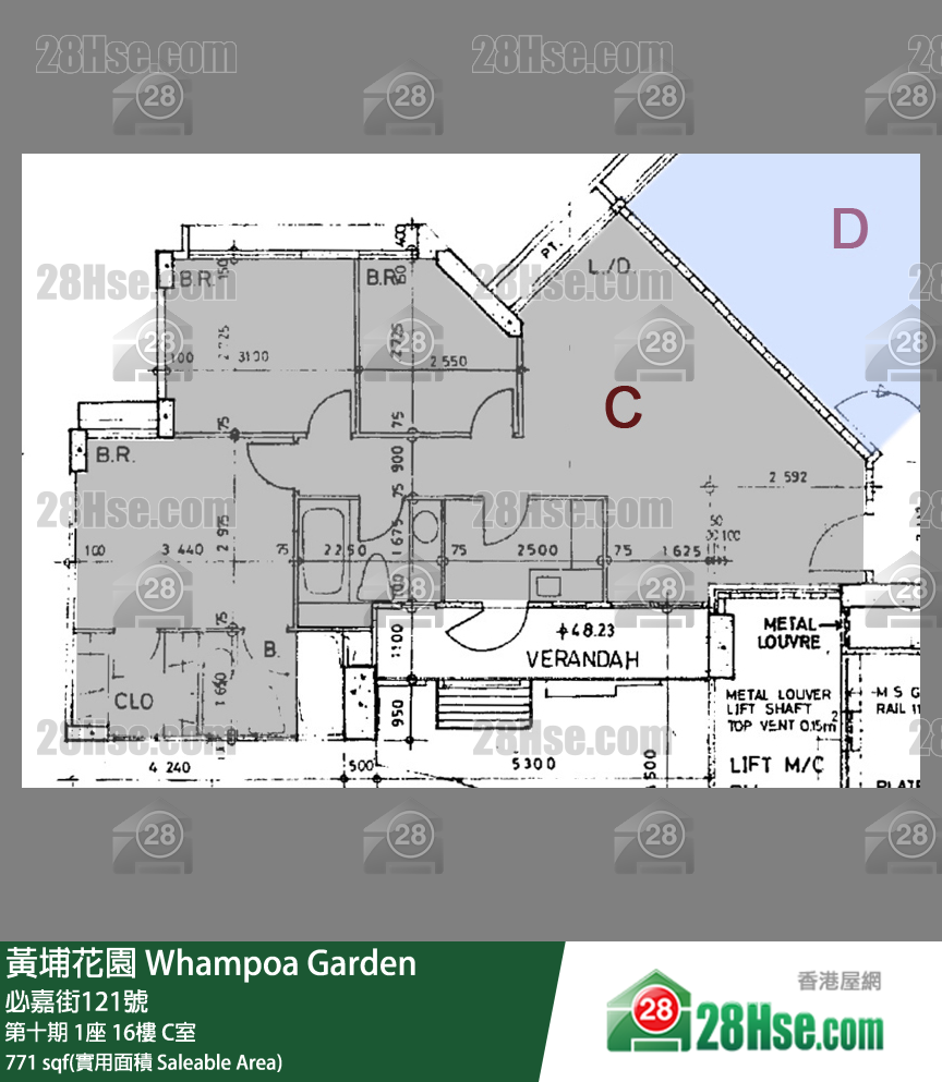 黄埔花园 第十期1座16楼 C室 平面图