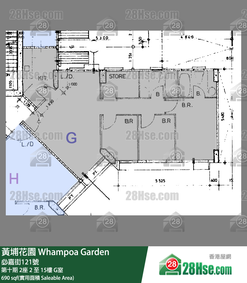 黄埔花园 第十期2座12楼 G室 平面图