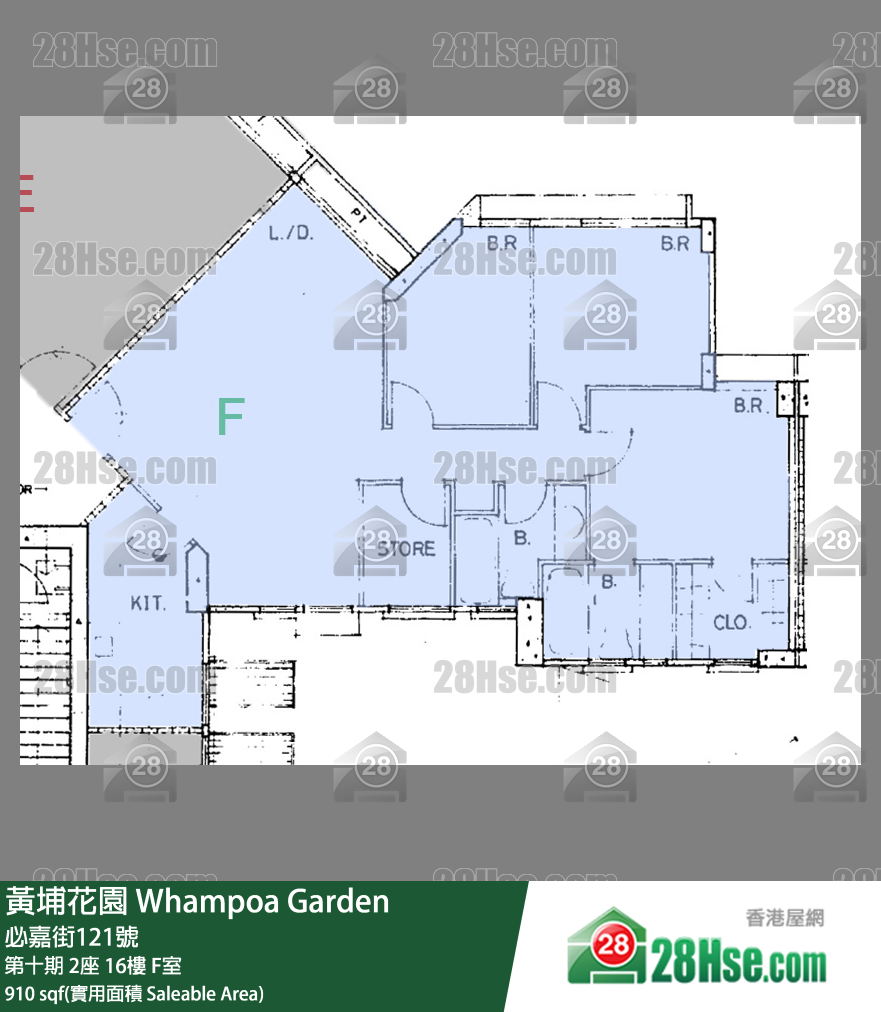 黄埔花园 第十期2座16楼 F室 平面图