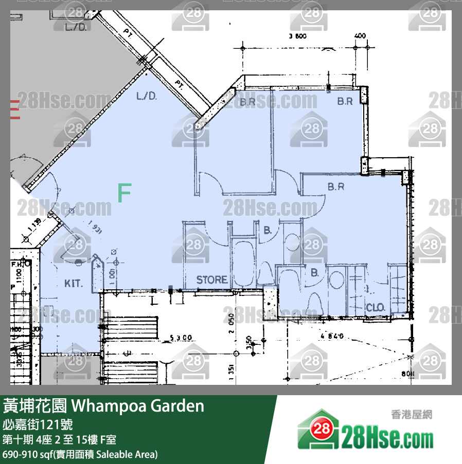 黃埔花園 第十期4座8樓 F室 平面圖