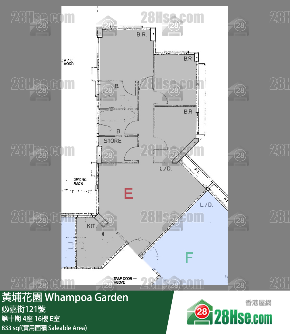 黄埔花园 第十期 4座 16楼 E室 平面图