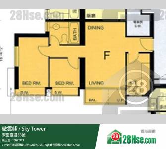 Sky Tower,  Flat F, 38/f, Tower 3 FloorPlan Sky Tower,  Flat F, 38/f, Tower 3 FloorPlan