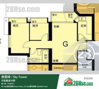 Sky Tower,  Flat G, 20/f, Tower 3 FloorPlan Sky Tower,  Flat G, 20/f, Tower 3 FloorPlan