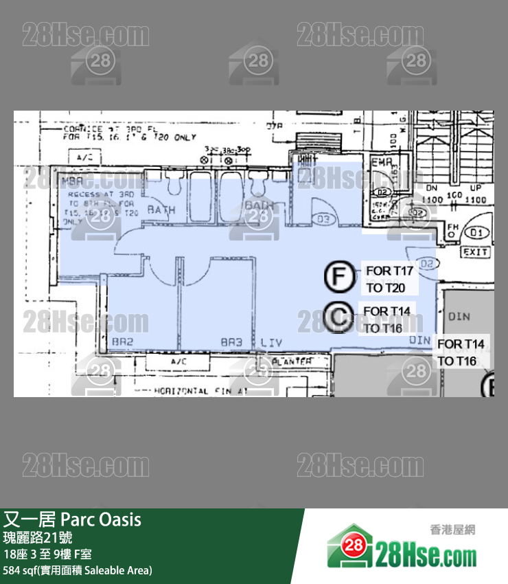 又一居 18座8楼 F室 平面图