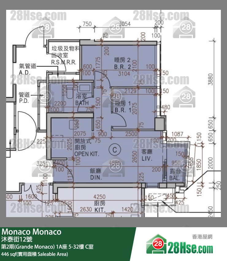 Monaco, Flat C, 21/F, Tower 1a FloorPlan