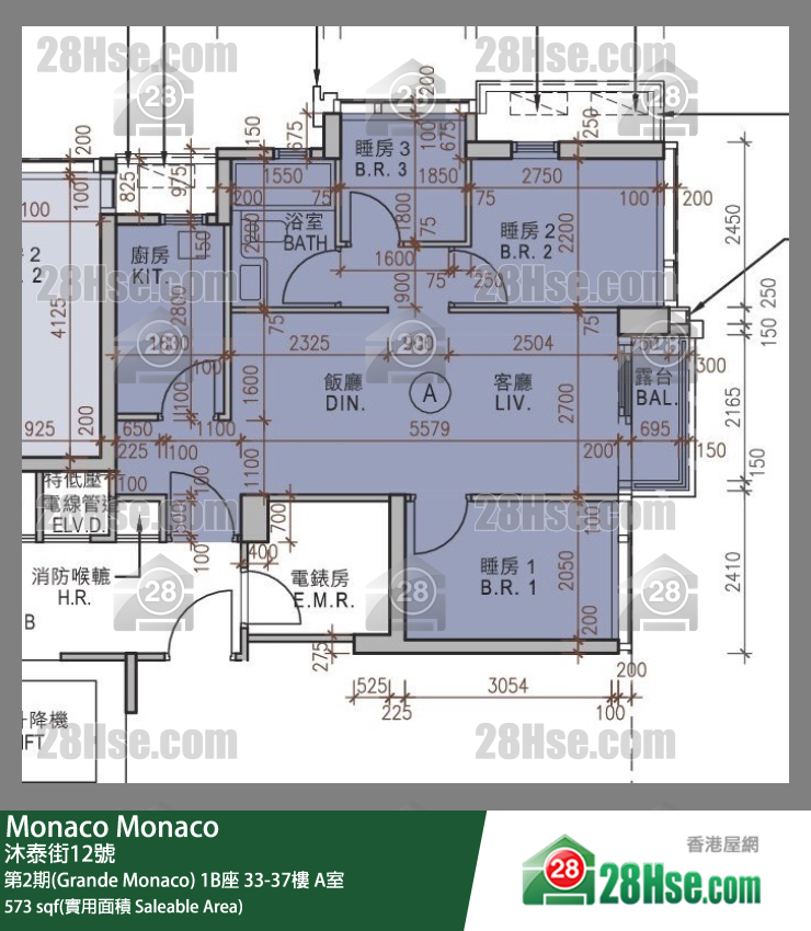 Monaco, Flat A, 33/F, Tower 1b FloorPlan