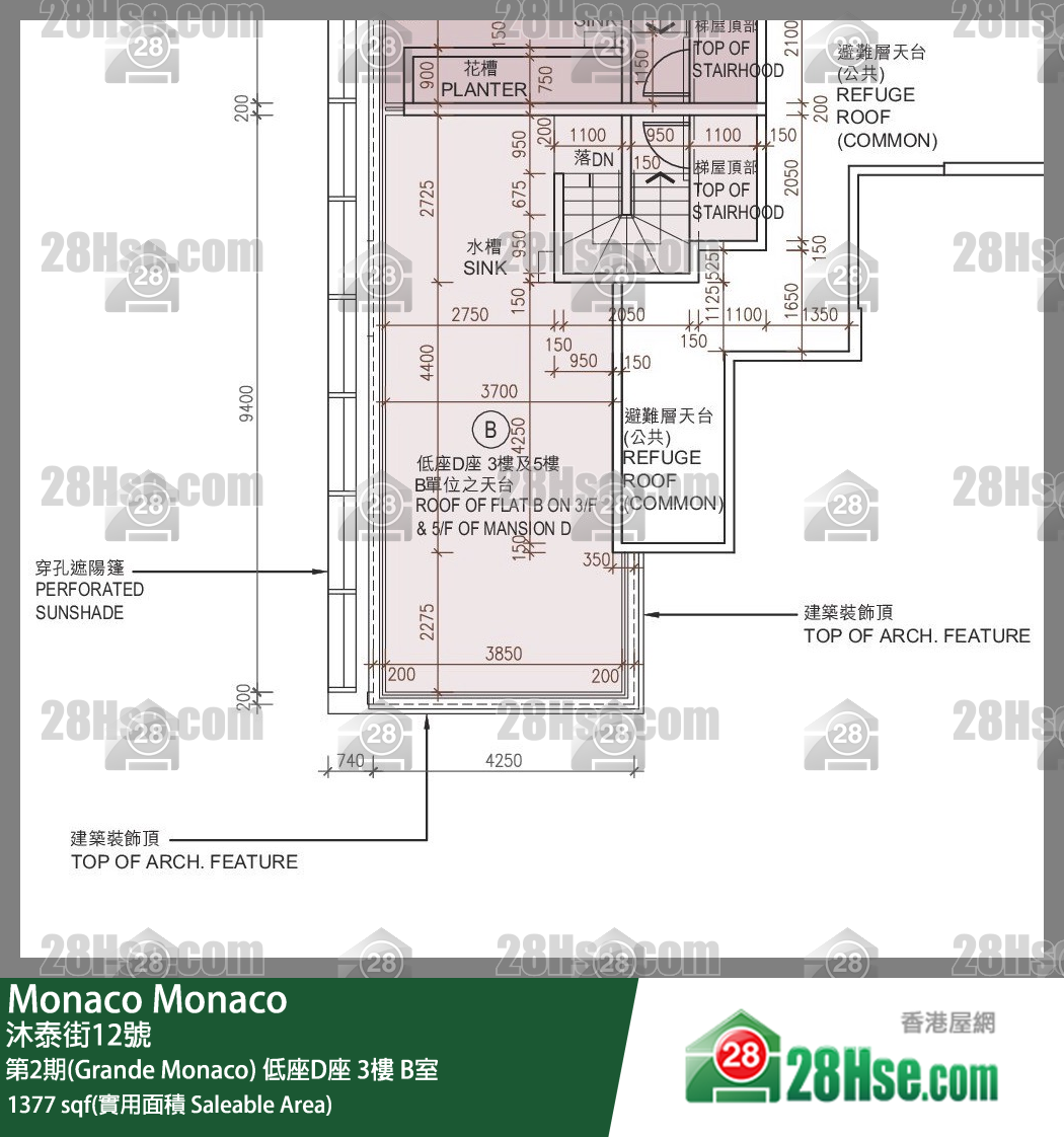 Monaco, Flat B, 3/F, Mansion D FloorPlan